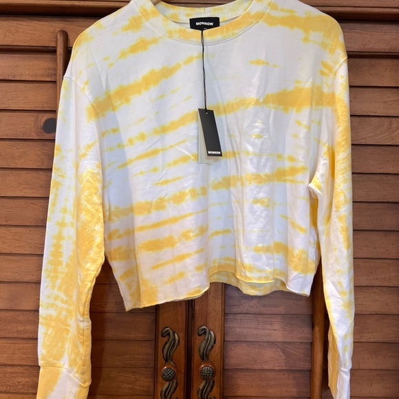 NWT Revolve Monrow Tie Dye Cropped Super Soft Sweater - Picture 3 of 3